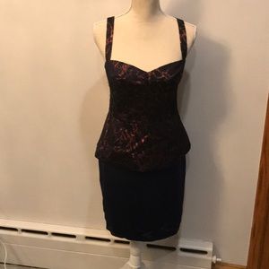 Nicole Miller Metallic Animal Print Peplum  Dress